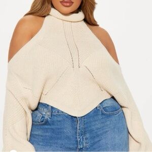 Fashion Nova Off-Shoulder Cream Sweater